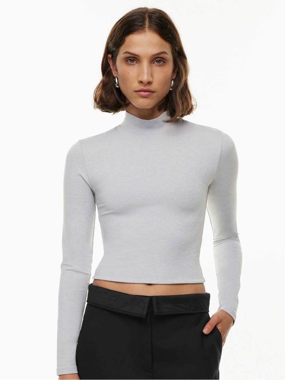 Babaton Contour Mockneck Longsleeve in heather chrome XS